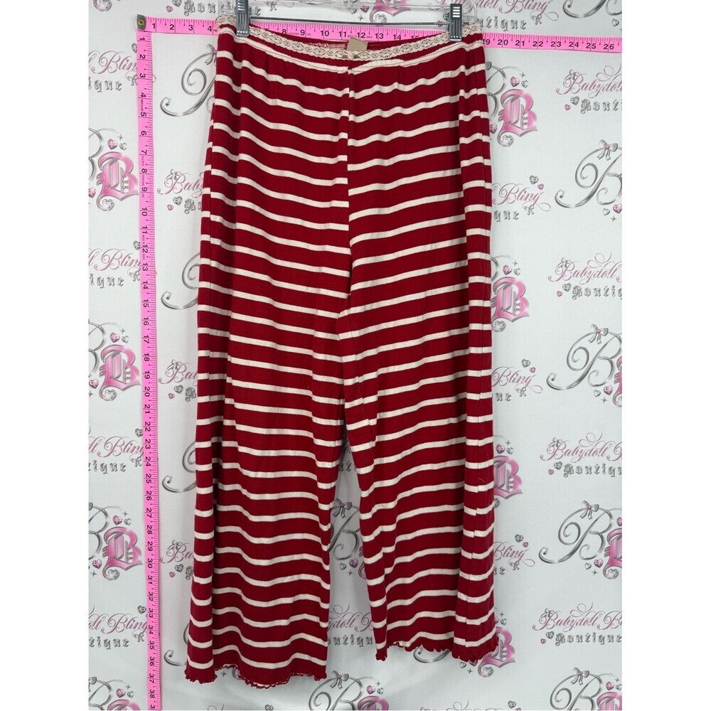 Messy bun just chilling pants Striped Red & Cream Women’s Lounge Pajama Pants